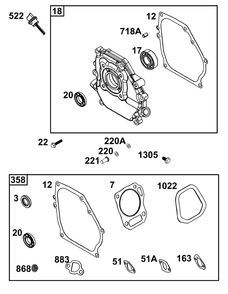 Crankcase Cover/Sump And Lubrication Group Diagram and Parts List for 106232-0121-H5 100000 - 19Z999 Briggs and Stratton Engine